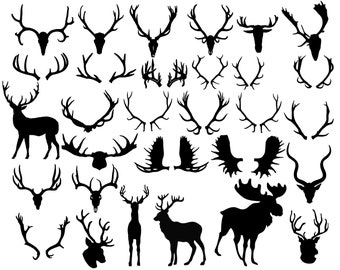 Antler Silhouette, Antler Clipart, Animal Clip Art, Deer horn silhouette, Deer antler svg, Antler vector PNG svg dxf eps Buy 2 Get 1 FREE