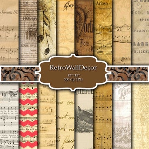 Music Digital Paper, Music Sheets Paper, Old music sheet, Vintage Handwriting, Vintage paper, distressed paper, aged paper 8.5x11