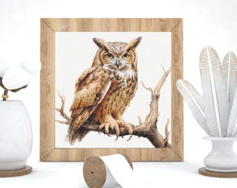 Owl Cross Stitch Pattern: Home Decor Embroidery (PDF Download)