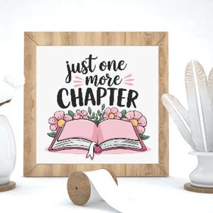 Just One More Chapter Cross Stitch Pattern PDF, Beautiful Book Design for Home Decor, Book Cross Stitch Hand Embroidery, Instant Download