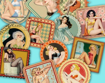 Vintage Pin Up Girls Clip Art: Retro Printable Collage Sheets (Digital Download)