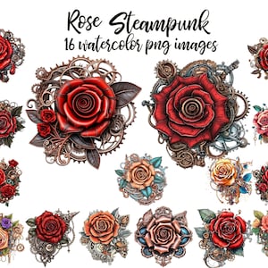 Steampunk rose, Steampunk rose PNG, Rose clipart, Junk journal rose, Watercolor rose, Rose poster, Arte imprimible Compre 2 Obtenga 1 GRATIS