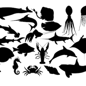 Sea Fish Silhouette, Fish ClipArt, Fish Silhouette, Saltwater fish image, Ocean fish silhouette, Vector image SVG DXF eps Buy 2 Get 1 FREE