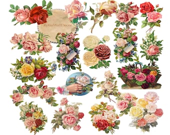 Vintage Rose Clipart: Floral Graphics, Antique Victorian Flowers (Digital Download)