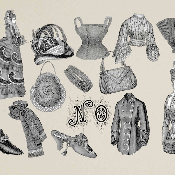 Victorian illustration, Victorian Clipart, Victorian images, vintage fashion, Victorian clothing, Victorian ladies wardrobe Buy 2 Get 1 FREE