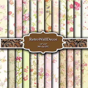 Blumen Digitales Papier, Blumen Digitales Papier, Blumen Hintergrund, Rosen Digitales Papier, Shabby Chic Blumenmuster, Papier 12x12 Kaufen 2 Get 1 FREE