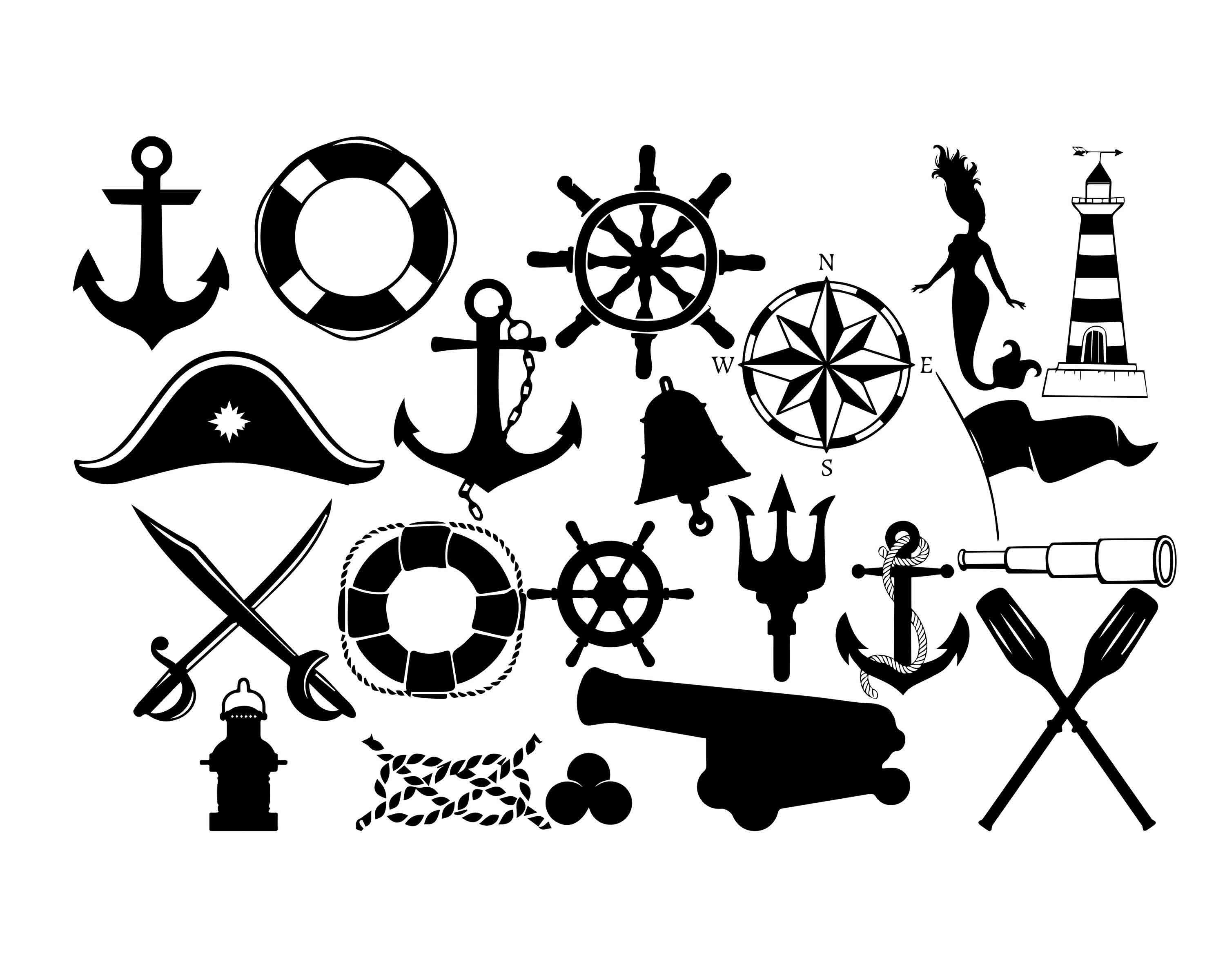 Download Nautical Silhouette Nautical Clipart Sea Sihouette Sailor | Etsy