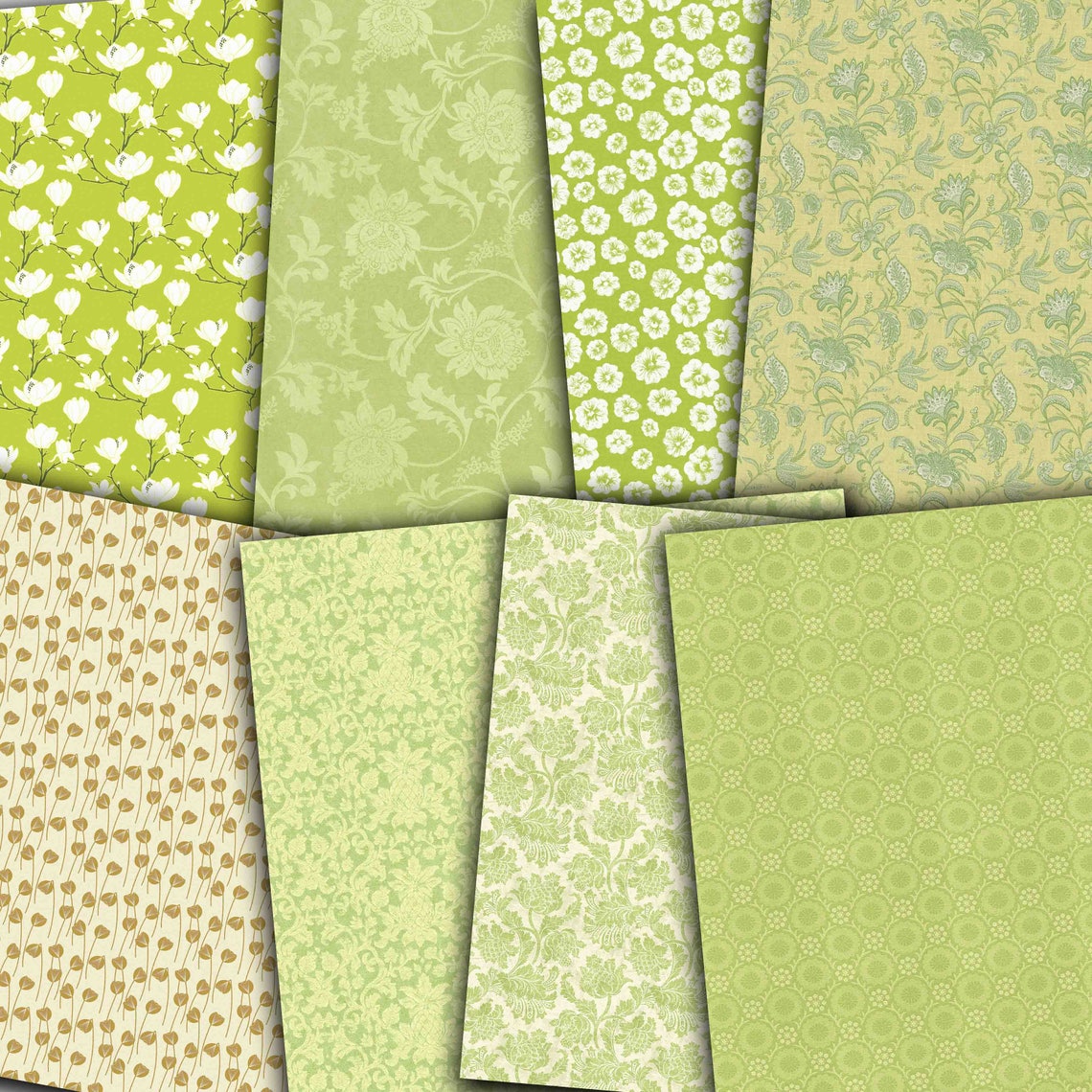 Green Digital Paper Mint Green Paper Green Background | Etsy