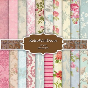 Floral Digital Paper, Flower Digital Paper, Floral Background, Rose Digital Paper, Shabby Chic Floral Pattern, Paper 12x12 Buy 2 Get 1 FREE