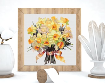 Daffodil Cross Stitch Pattern: Floral Home Decor (PDF Pattern)