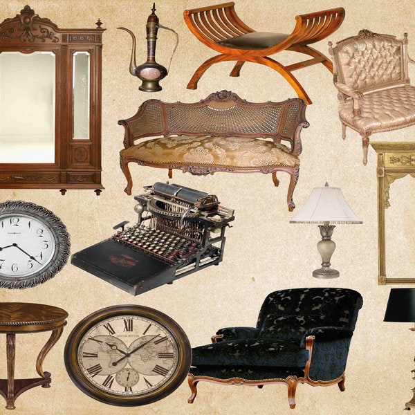 Furniture Clipart, Furniture clip art, Vintage Funiture, Antique Furniture, Victorian furniture, Printable art