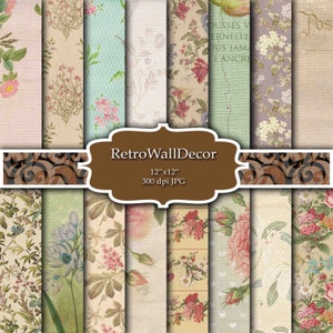 Floral Digital Paper, Flower Digital Paper, Floral Background, Rose Digital Paper, Shabby Chic Floral Pattern Wrinkle Paper Buy 2 Get 1 FREE