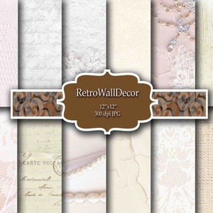 Weißes Hochzeitspapier, weißes Digitales Papier, weiße Spitze, weiße Perlen, weißer Hintergrund, weißes Brautpapier, druckbares Papier Kaufen 2 Get 1 FREE