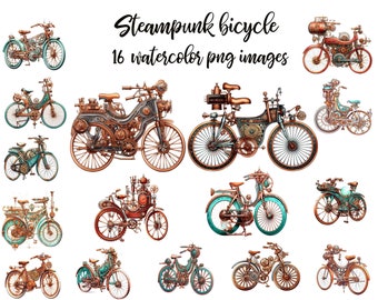 Bicicleta Steampunk, imágenes prediseñadas de acuarela, bicicleta Steampunk PNG, imágenes prediseñadas de bicicleta, bicicleta de acuarela, cartel de bicicleta, arte imprimible Compre 2 y obtenga 1 GRATIS