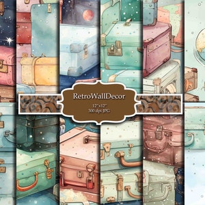 Papel de equipaje, Papel de maleta, Fondo de equipaje, Póster de equipaje, Ilustración de equipaje, Imagen de equipaje, papel 12x12 Compre 2 Obtenga 1 GRATIS