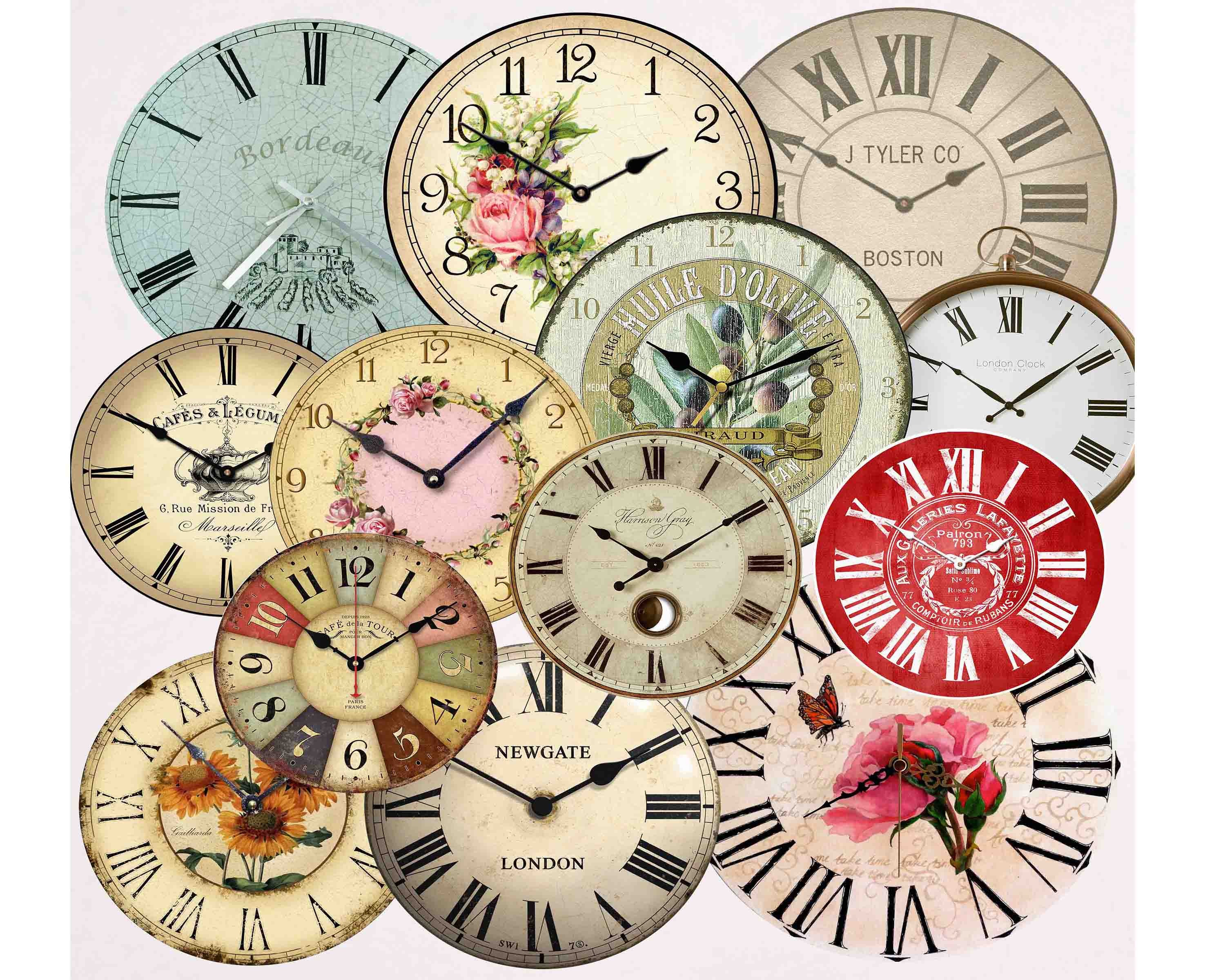 Clock Faces Digital Watch Face Collage Art Paper Floral Etsy
