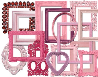 Vintage rosa Rahmen Clipart, Shabby Chic Bilderrahmen (digitaler Download)