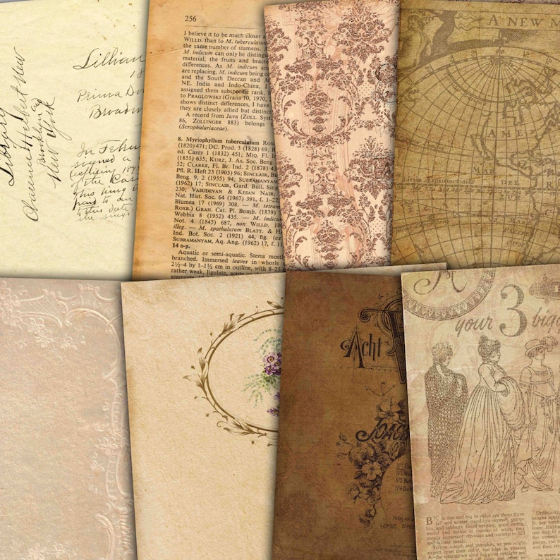 Old digital paper, Antique Paper, Vintage Paper, Vintage Background, old notebook paper, Distressed paper, Aged paper Buy 2 Get 1 FREE image 2