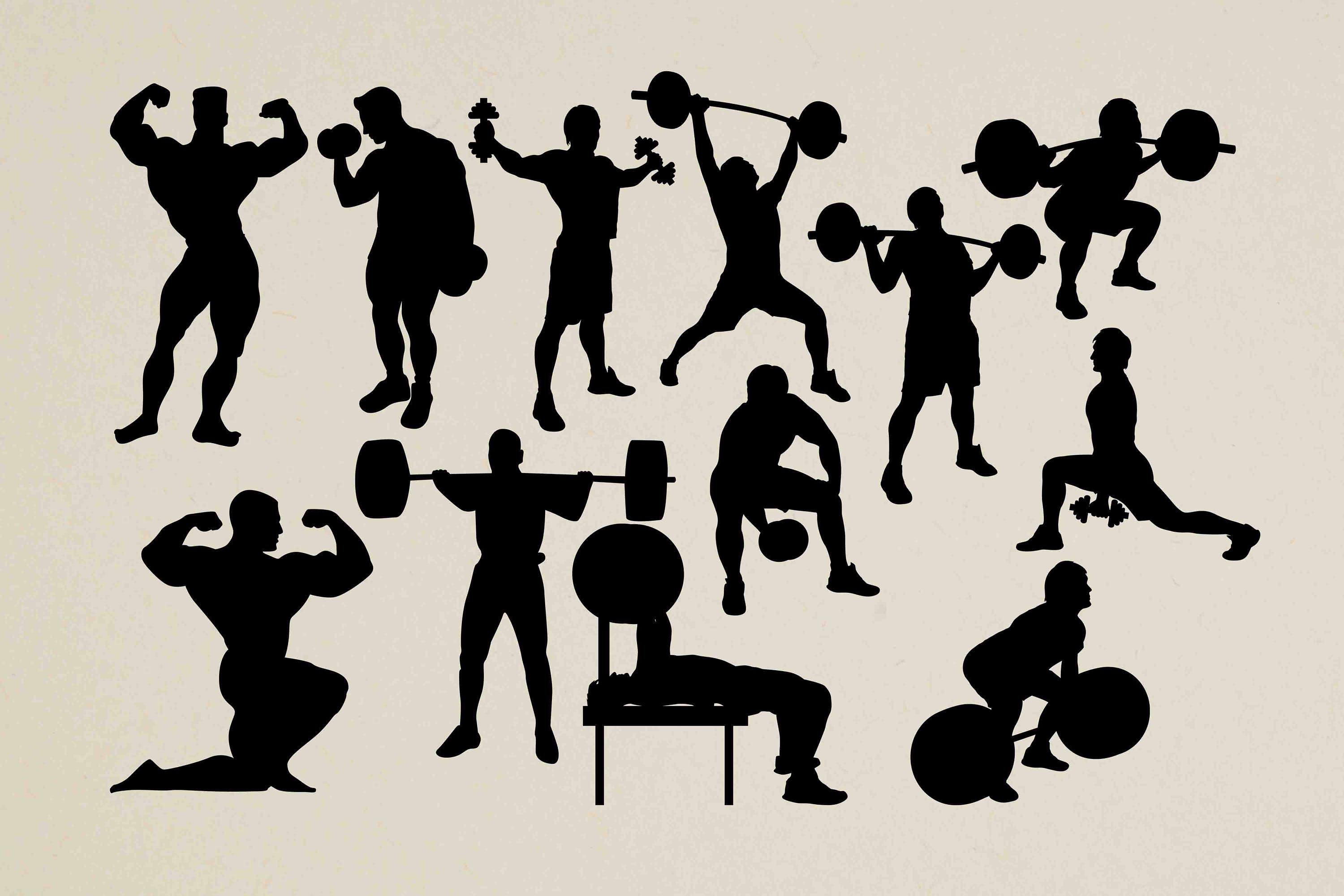 Gym Silhouette Svg Workout Silhouette Gym Clipart Body Etsy