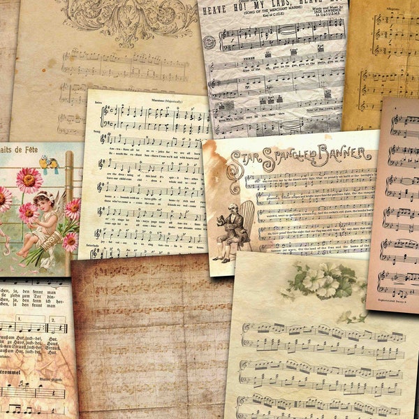 Music Digital Paper, Music Sheets Paper, Old music sheet, Vintage Handwriting, Vintage paper, distressed paper, aged paper Buy 2 Get 1 FREE