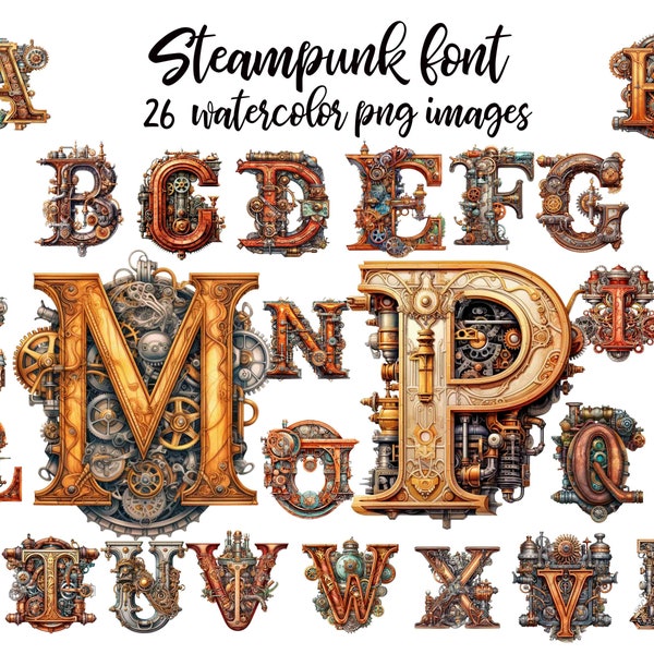 Steampunk Font Digital Download, Unique Vintage Typography for DIY Projects, Perfect Gift for Graphic Designers Buy 2 Get 1 FREE
