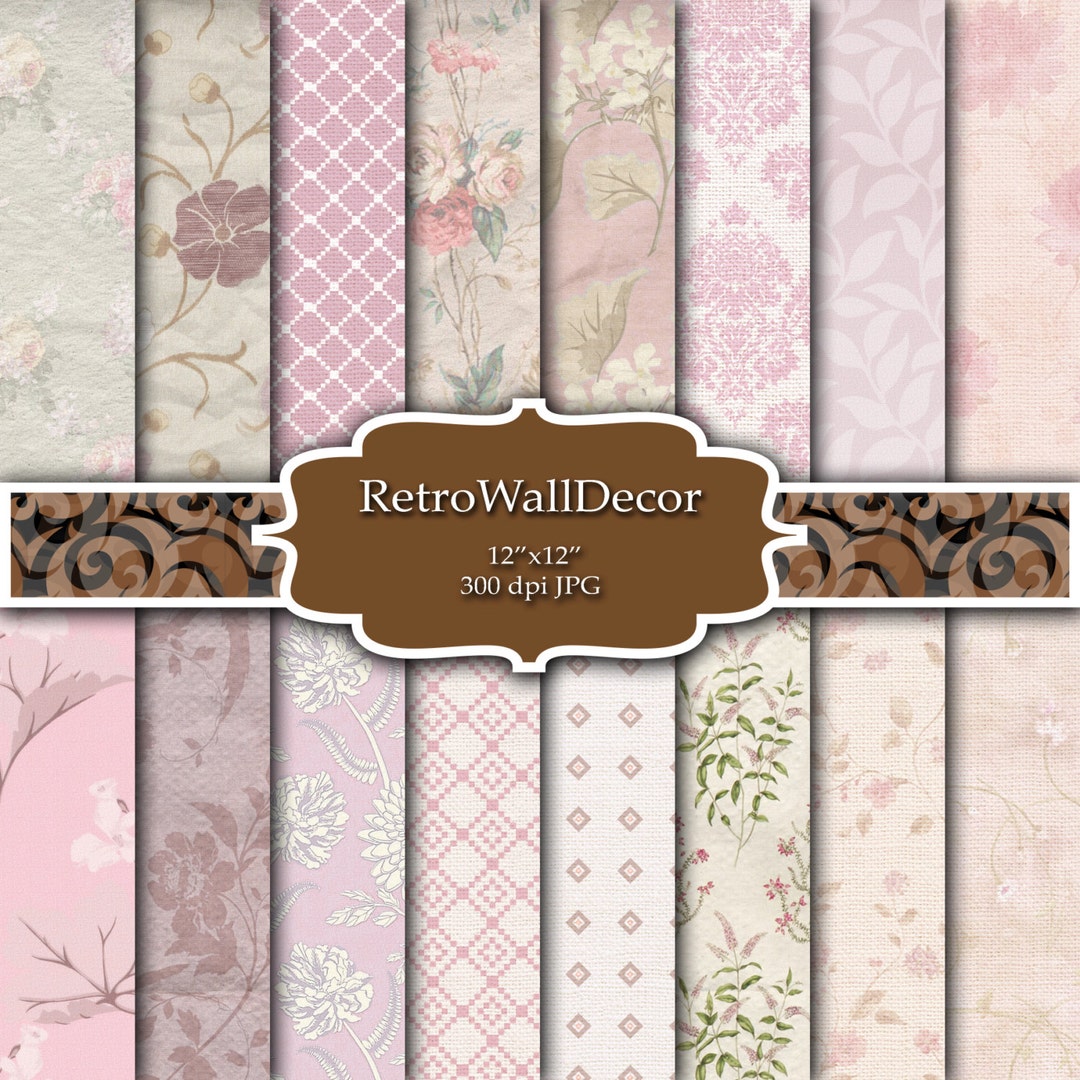 Shabby Chic Floral Digital Paper: 12x12 Rose Patterns (digital Download ...