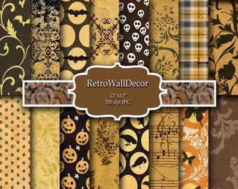 Halloween Digital Paper Pack: 12x12 Scrapbook Backgrounds (Digital Download)