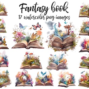 Libro de fantasía, imágenes prediseñadas de libro de fantasía, imagen de libro de fantasía, póster de libro de fantasía, libro de fantasía PNG, imágenes prediseñadas de acuarela Compre 2 y obtenga 1 GRATIS
