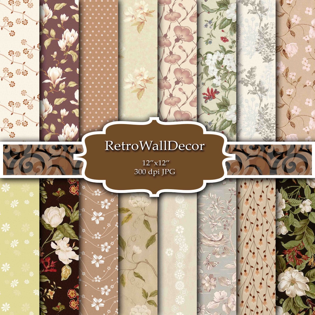 Shabby Chic Floral Digital Paper: 12x12 Rose Patterns (digital Download ...