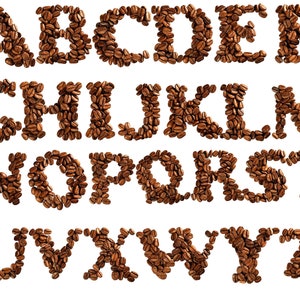 Fuente decorativa, fuente café, imágenes prediseñadas del alfabeto, fuente digital, conjunto de imágenes prediseñadas del alfabeto, letras mayúsculas, arte imprimible Compre 2 Obtenga 1 GRATIS