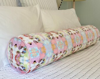 One Laura Park Brooks Avenue Pink Bolster Pillow With Contrast 