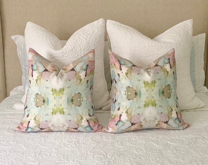 Ready to Ship One or Two 20x20 Laura Park Martini Olives Green Scene