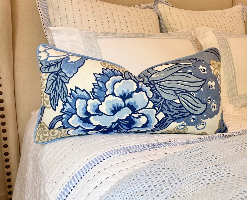 Thibaut Honshu Blue and Beige Designer Lumbar and Square Etsy