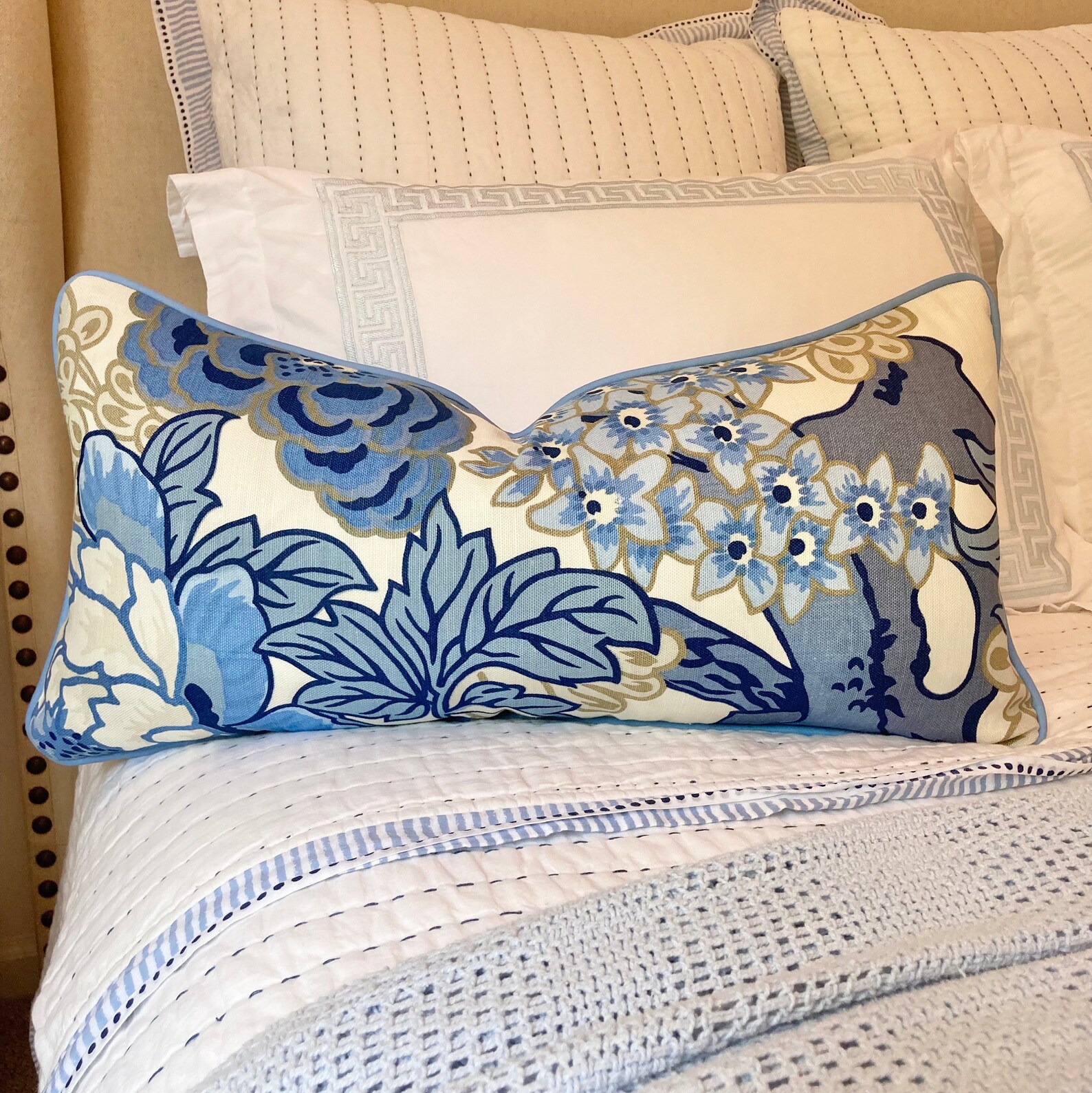 Thibaut Honshu Blue and Beige Designer Lumbar and Square Etsy