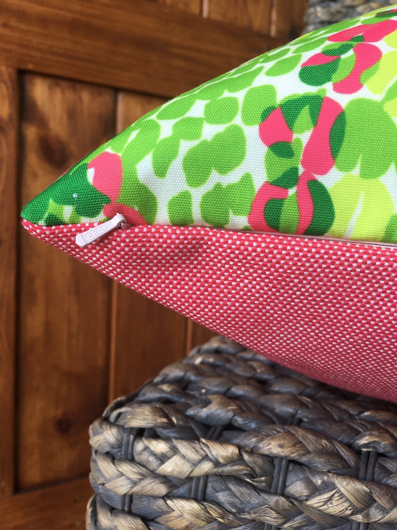 Lilly Pulitzer Searchin Urchin LushConch IndoorOutdoor Pillow Cover-Pink and Green Tropical Designer Pillowcase for Patio and Sunroom