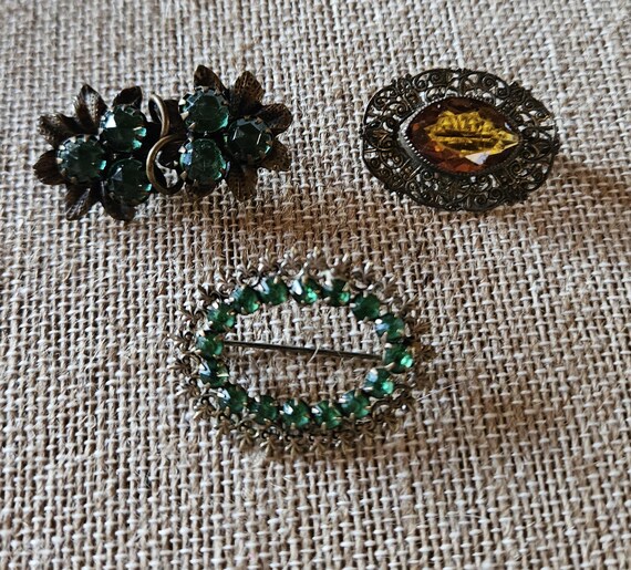 Vintage Brooches, 3 antique brooches, Victorian