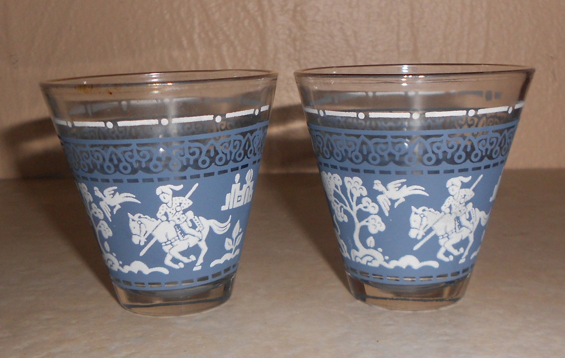 Glass Wedgewood Blue Shot Glasses Cocktail Etsy