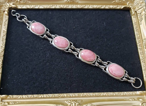 Vintage Rhodonite Bracelet, Vintage Jewelry, Gems