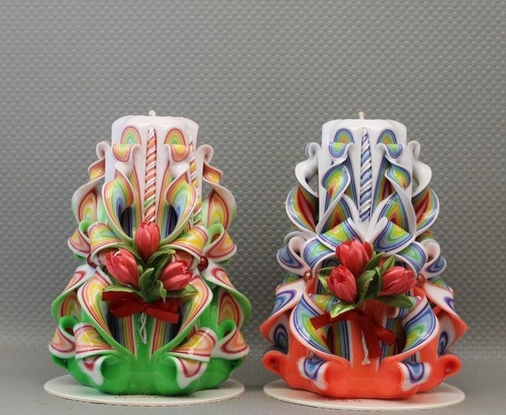 Items similar to Beautiful candles - Carved candles ...