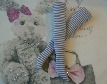 Grey and white striped tights for Blythe dolls  Blythe socks handmade in Paris France