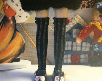 Black and silver Blythe socks handmade in Paris France