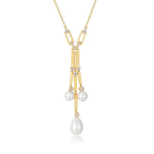 NEW! Freshwater pearl pendant necklace, Luxury necklace, Pearl necklace, Gold necklace, Pearl pendant, Sterling Silver necklace, Multi-stone