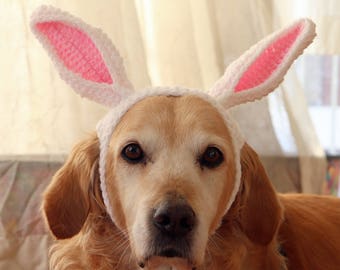 Easter Bunny Ears for Large Dogs, Custom Color Rabbit Ear Headband for Dogs, Dog Easter Bunny Hat with Ear Holes, Easter Pet Photo Prop