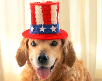 4th of July Dog Hat, Independence Day Hat for Dogs, Uncle Sam Hat for Dogs, July 4 Pet Costume, American Flag Dog Hat, 4th of July Pet Hat