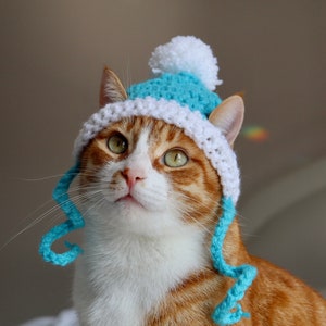 Hut für Katzen, 2 Farbe häkeln Pom Pom Hut für Katzen und Hunde kleiner Rassen, Feline Accessoires für den Winter, süße Katze Foto Requisite Bild 1