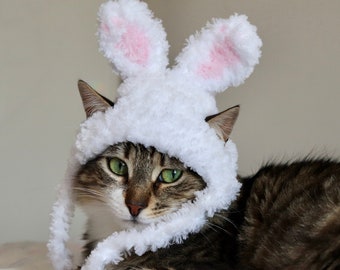 Fluffy Bunny Ears for Cats, Cute Easter Bunny Costume for Cats, Easter Rabbit Ears for Cats, Cat Easter Photo Prop Accessory, Easter Pet