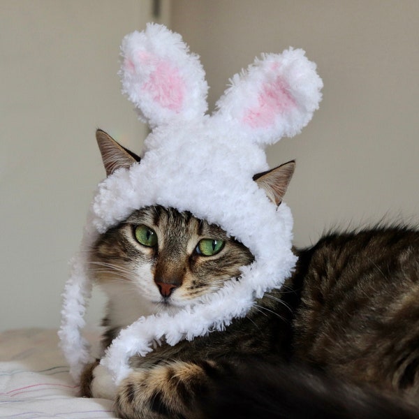 Fluffy Bunny Ears for Cats, Cute Easter Bunny Costume for Cats, Easter Rabbit Ears for Cats, Cat Easter Photo Prop Accessory, Easter Pet