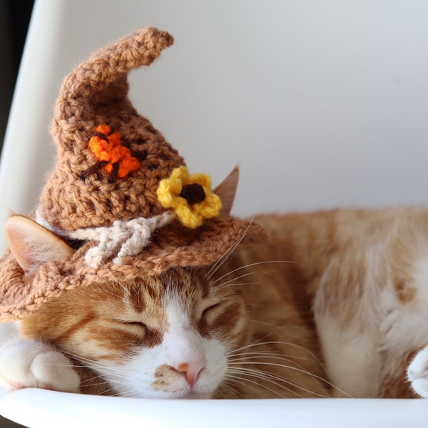 Scarecrow Cat Hat, Fall / Autumn Hat for Cats, Halloween Cat Costume, Halloween Hat for Cats, Scarecrow Hat for Small Dog, Halloween for Pet