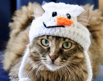 Schneemann Hut für Katzen, Winter Urlaub Schneemann Gesicht Katzenhut, Weihnachten Foto Requisite oder Geschenk für Katzenbesitzer, frostigen Hut für Katzen, kleine Hunde