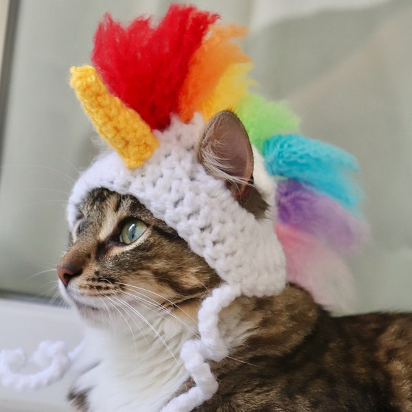 Unicorn Hat for Cats, Unicorn Hat for Small Dogs, Unicorn Mane for Small Dogs, Funny Halloween Costumes for Pets, Funny Cat Accessories